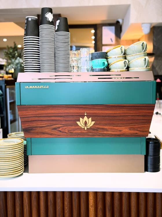 The first thing you see as you come through the door, our beautifully hand crafted coffee machine